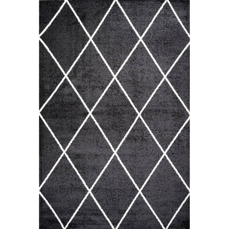 JONATHAN Y Viscon Minimalist Diamond Trellis Area Rug - 3 X 5 - Black/White