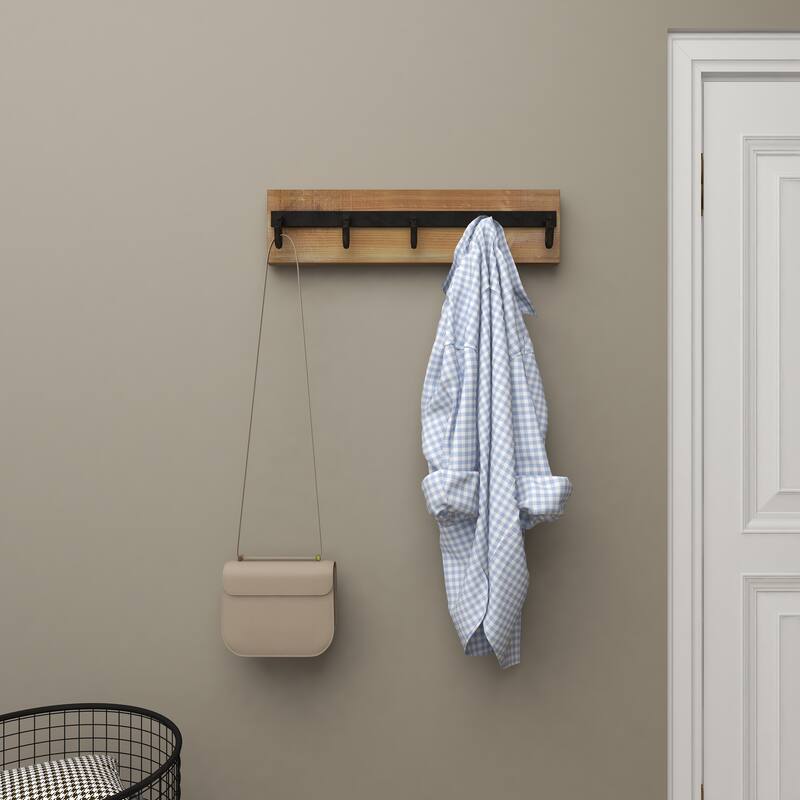 Gold Wooden 6 Hangers Wall Hook - 24 x 4 x 6