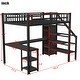 preview thumbnail 14 of 12, Ful Size Metal Loft Bed with Wardrobe, LED Light, L Shaped Desk and USB for Kids Teens Adults