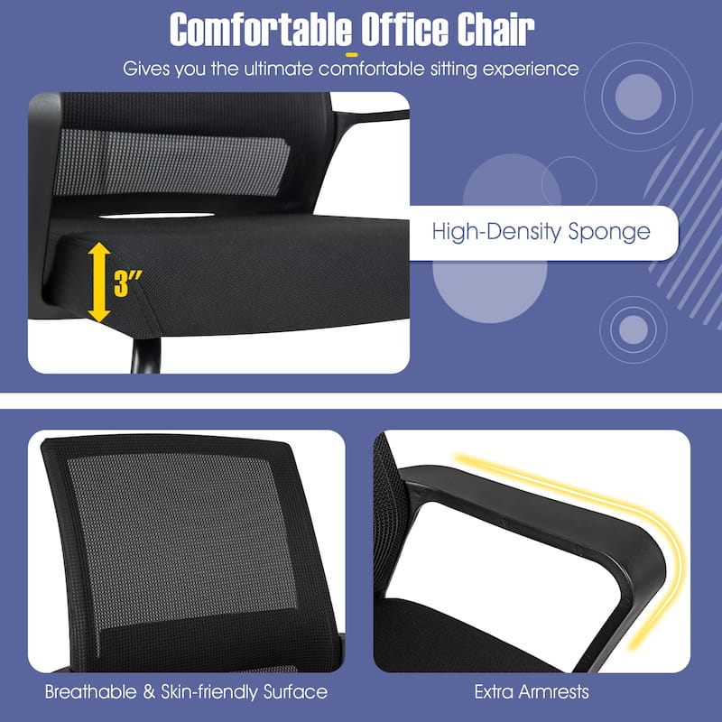 Gymax Office Mesh Chair Set of 8 Upholstered Guest Conference Chair