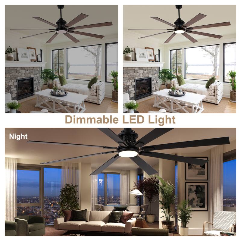 Bella Depot 72" Black Industrial Ceiling Fan with Light and Remote