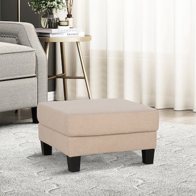 31" Contemporary Beige Rectangular Fabric Storage Ottoman