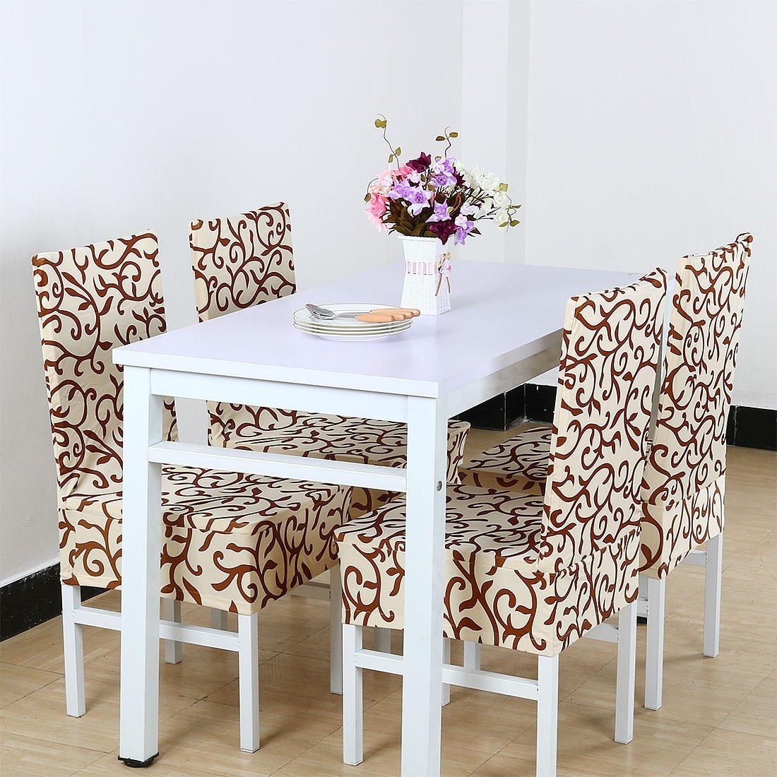 Elastic short decorative slipcovers chair sales covers for dining room