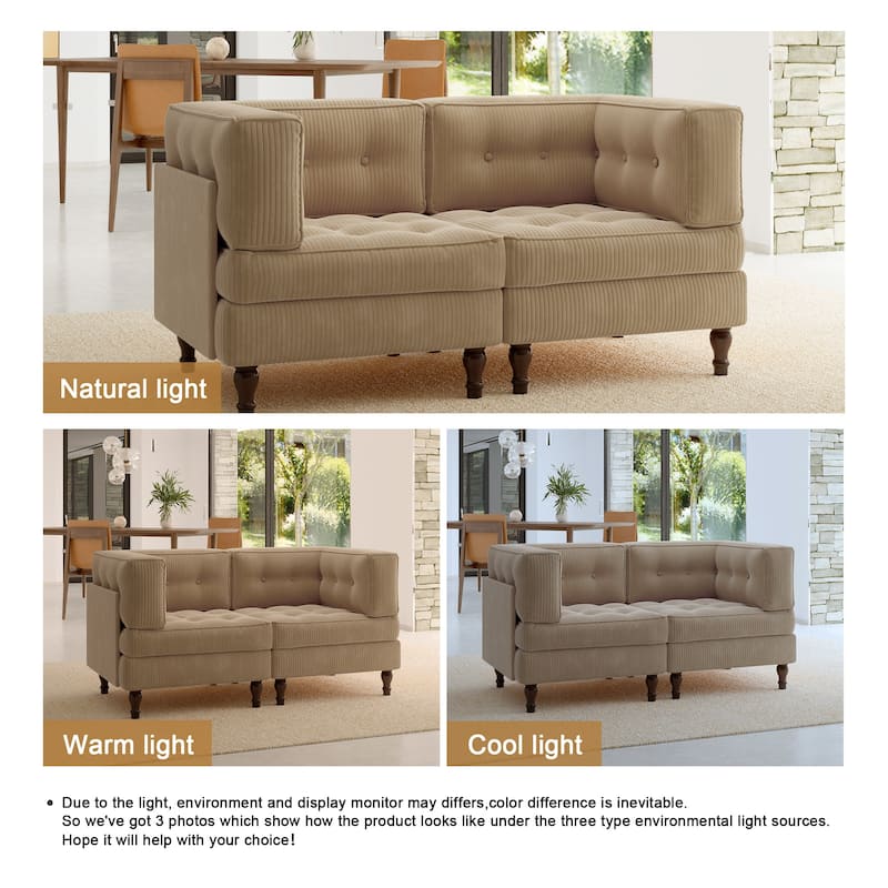 Oversized Sofa Corduroy Tufted Modular Sectional Set