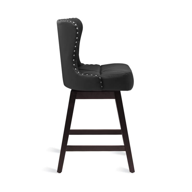 26 in. Mid-Century Modern Counter Stools Faux Leather/Fabric Upholstered Swivel Bar Stools for Island （Set of 4）
