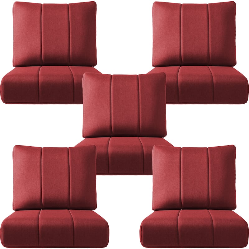 Ivora 24" W x 24" D x 6" T Water & Fade Resistant Outdoor Lounge Chair Replacement Cushion Set - 5 Sets - Red