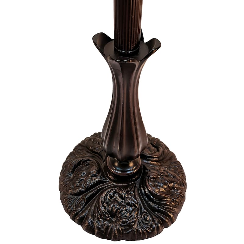 HomeRoots 62" Brown Metal Arched Floor Lamp With Amber and Red Flowers Stained Glass Shade - 11