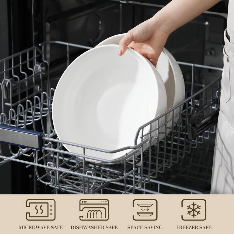 Serving Bowls, 114 OZ(10") Extra Large Salad Bowls Set of 2, Porcelain White Serving Bowls, Large Ceramic Bowl Set