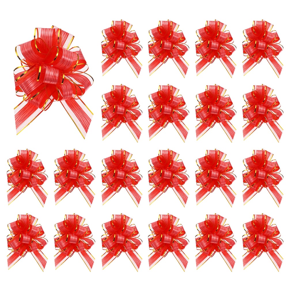 20pcs Pull Bows 6.3 Inch Wide Organza Ribbon Bow for Gift Wrapping
