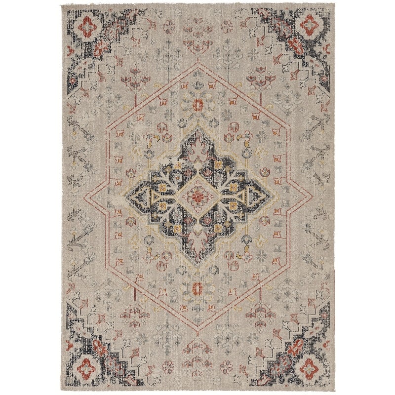 Linon Great Zero Rollins Bohemian & Eclectic Rug - 3' X 5' - Ivory/Navy