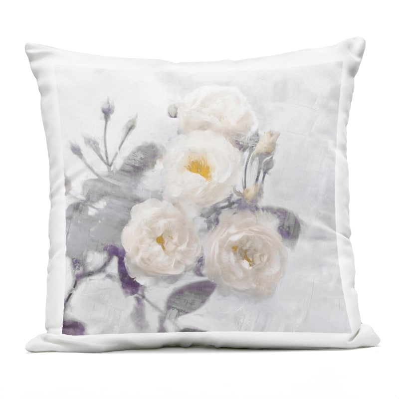 Stupell Bundle of White Blooms Printed Outdoor Throw Pillow Design by Emily Ford - Accent - Polyester - Grey - Single