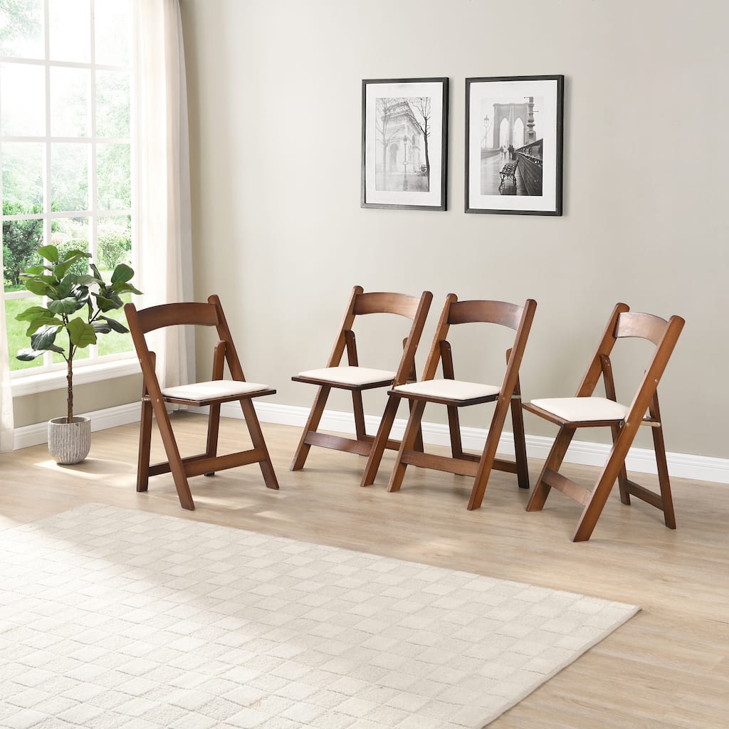 Natural Walnut 16.1" Folding Accent Chair (Set of 4)