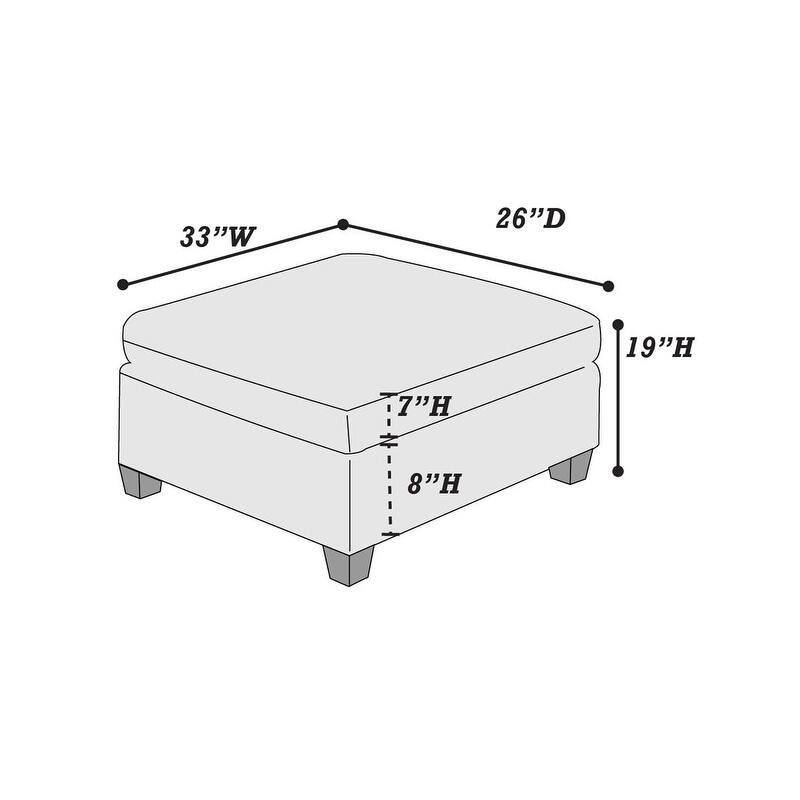 Living Room Furniture Cocktail Ottoman Grey Linen Like Fabric 1pc Plush Ottoman Wooden Legs