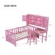 preview thumbnail 4 of 10, Kids Twin Size Bed Frame with Storage Bookcase, Wood Multi-Functional Platform Bed w/ Built-in Desk and Matching Chair, Pink