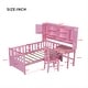 preview thumbnail 12 of 43, Twin Size Wood Platform Bed with Desk, Bookshelf, Matching Chair, Pink