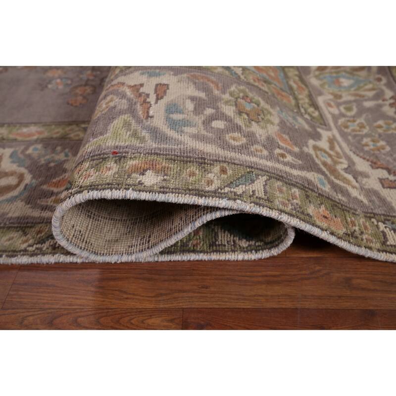 Purple Tabriz Vintage Persian Area Rug Handmade Wool Carpet - 7'11" x 11'1"