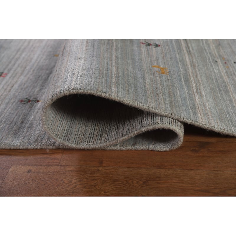 Gabbeh Tribal Grey Area Rug Handmade Wool Carpet - 8'10"x 11'8"