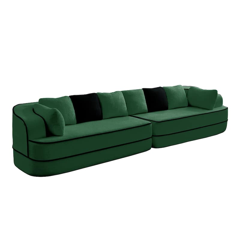 GDF Studio - Aubrey 135" Oversized Teddy Upholstered 4-Seat Boneless Sofa with Symmetrical Aesthetics (No Assembly Required)
