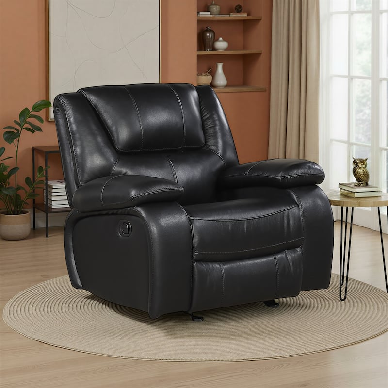 Fremont & Park Baron 39.5" Leather Manual Glider Recliner with Tab Pull Motion