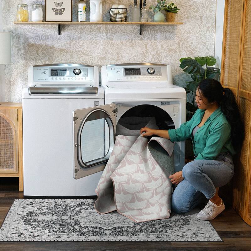 My Magic Carpet Flock Petal Pink Washable Rug