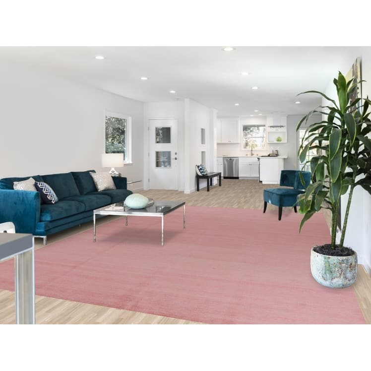 Modern Pink Gabbeh Persian Area Rug Hand-Knotted Wool Carpet - 9'0" x 12'5"