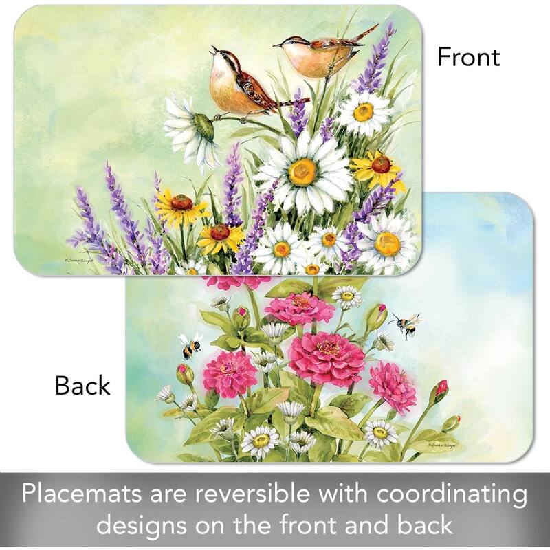 Graceful Nature 4 Pack Reversible Easy Care Flexible Plastic Placemats Made in The USA BPA Free Easily Wipes Clean