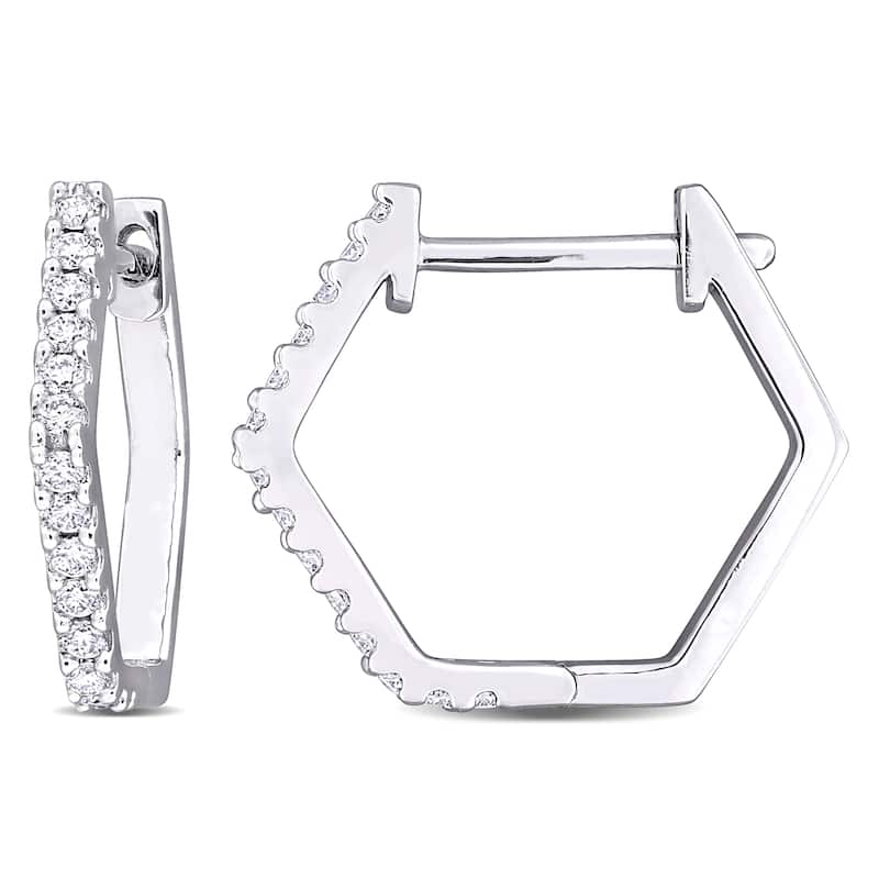 Miadora 1/3ct TGW Created Moissanite-White Hoop Earrings in Sterling Silver