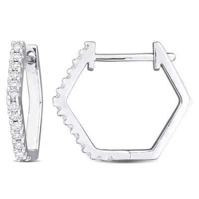 Miadora 1/3ct TGW Created Moissanite-White Hoop Earrings in Sterling Silver