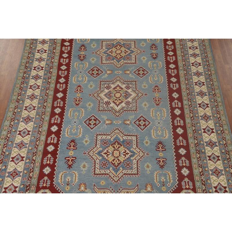 Light Blue Kazak Rug Handmade Traditional Oriental Wool Carpet - 8'3"x 11'5"