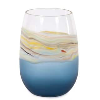 Allan Andrews Cyprus Tall Wide Mouth Hand Blown Glass Vase