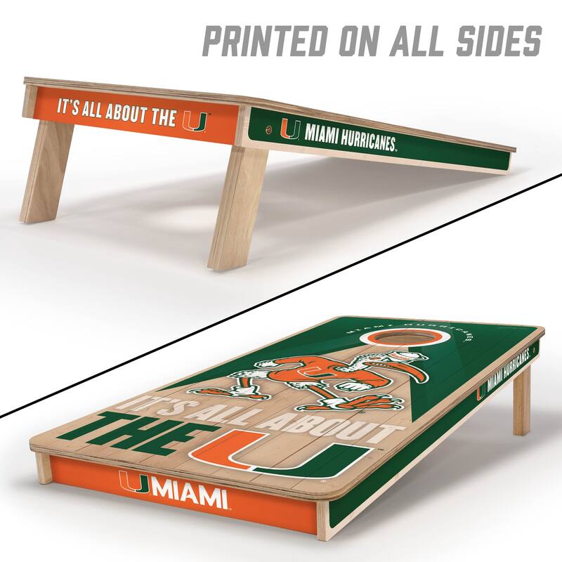 Miami Hurricanes NCAA 2x4 Professional Cornhole Board Set
