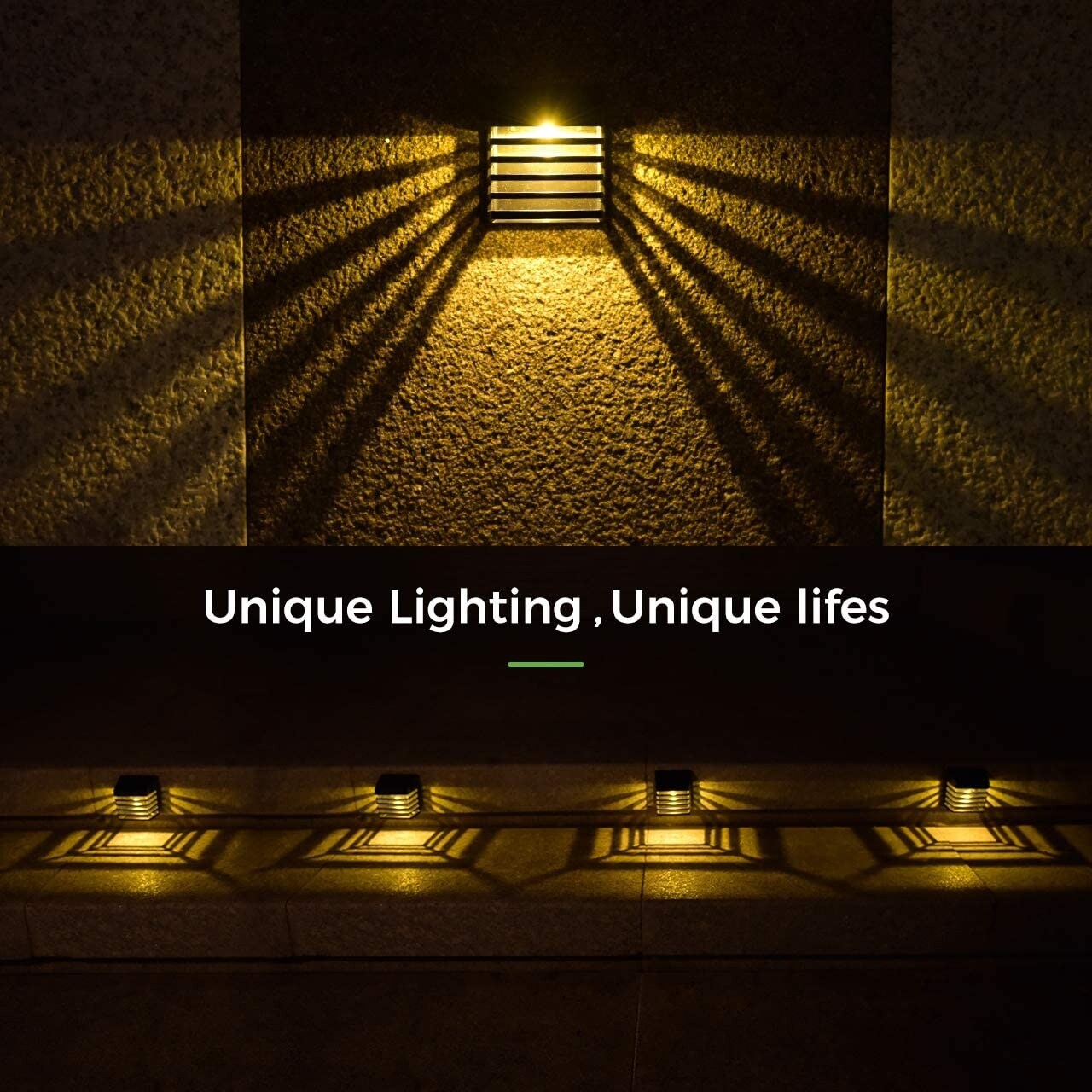 LITOM 4 Pack 2 Modes IP65 Waterproof Led Solar Fence Lights