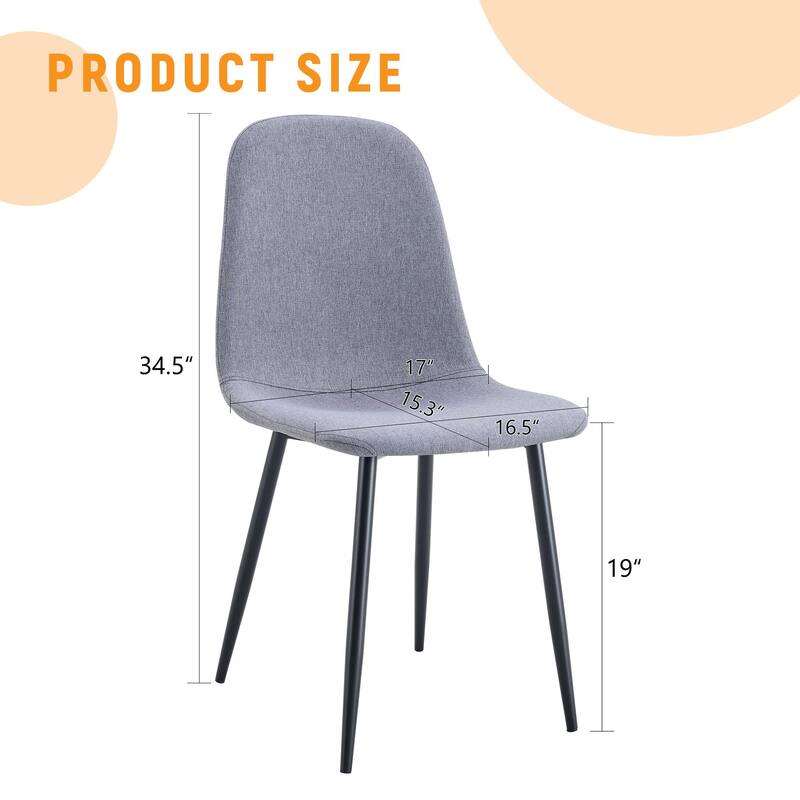 Roomfitters Linen Cotton Dining Chairs with Gold Metal Legs, High Resilience Upholstered Set of 4 for Home