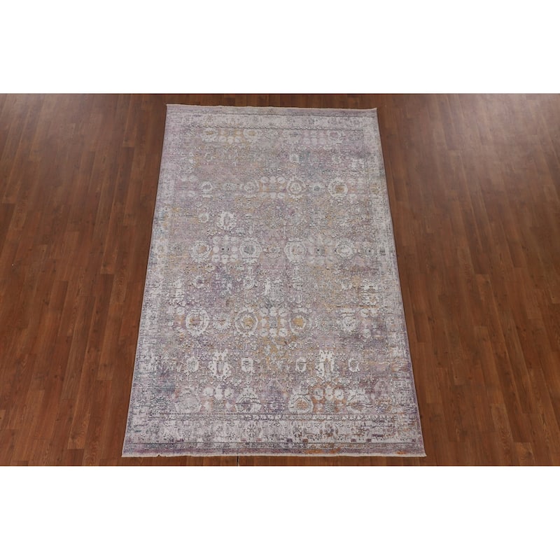 Purple Art & Craft Turkish Area Rug Machine Made Floral Carpet - 5'0" x 8'0"