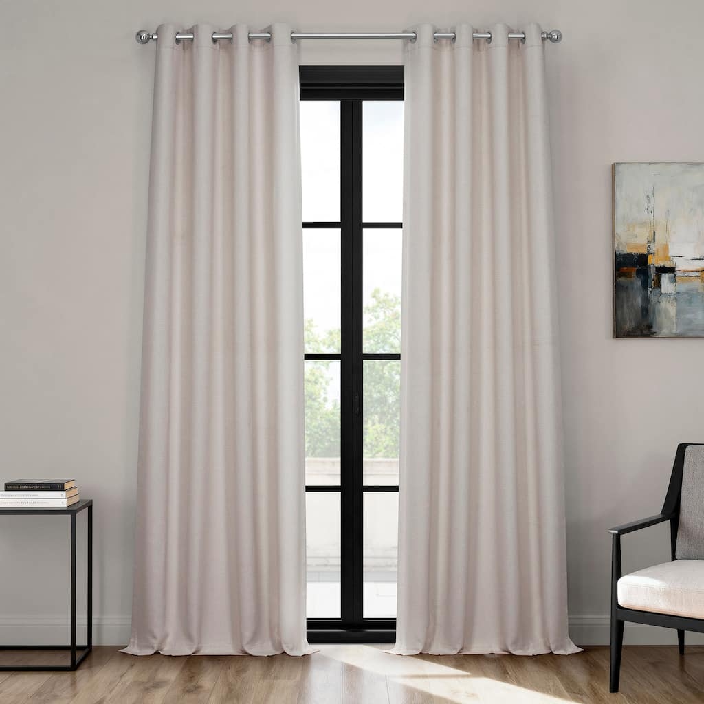 Exclusive Fabrics Grommet Textured Faux Linen Room Darkening Curtains for Bedroom & Living Room Curtains (1 Panel)