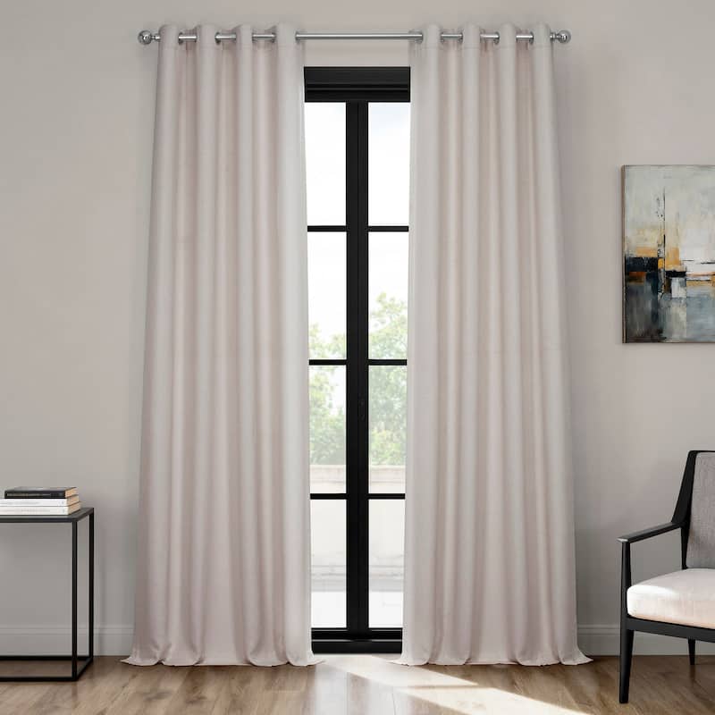 Exclusive Fabrics Grommet Textured Faux Linen Room Darkening Curtains for Bedroom & Living Room Curtains (1 Panel)
