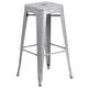 preview thumbnail 33 of 31, 30'' Round Metal Indoor-Outdoor Bar Table Set with 2 Square Seat Backless Stools - 30"W x 30"D x 41"H