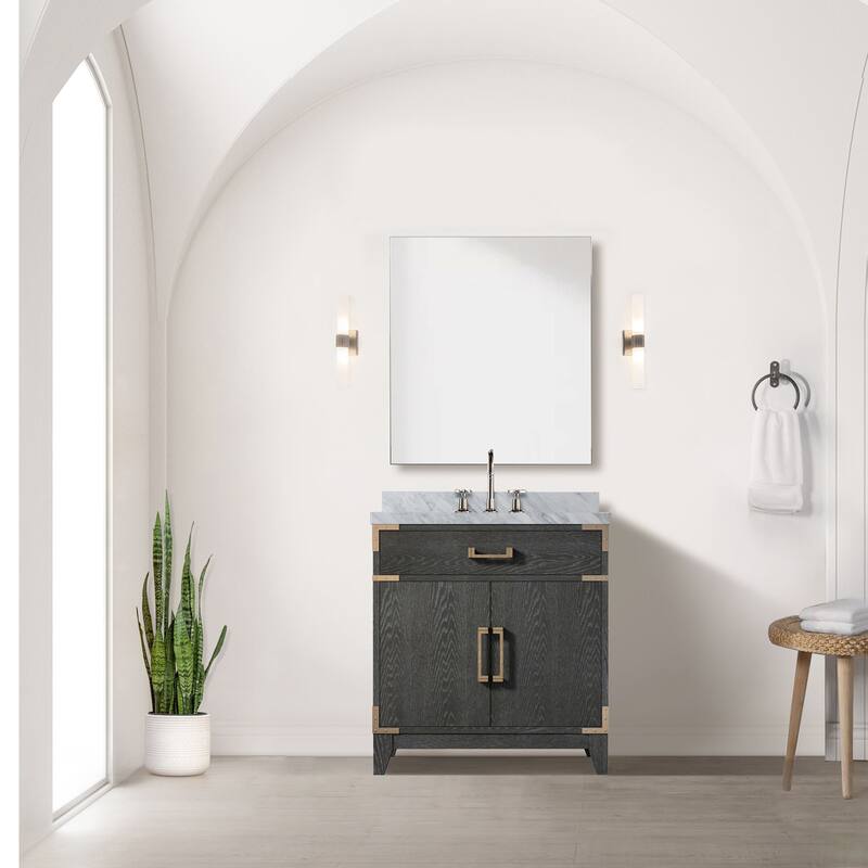Laurel Bath Vanity Carrara Marble Top, Sink and Faucet
