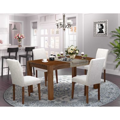 HomeStock 5-Pc Natural Brown Finish Solid Wood Top-Dining Room Set-Seats 4