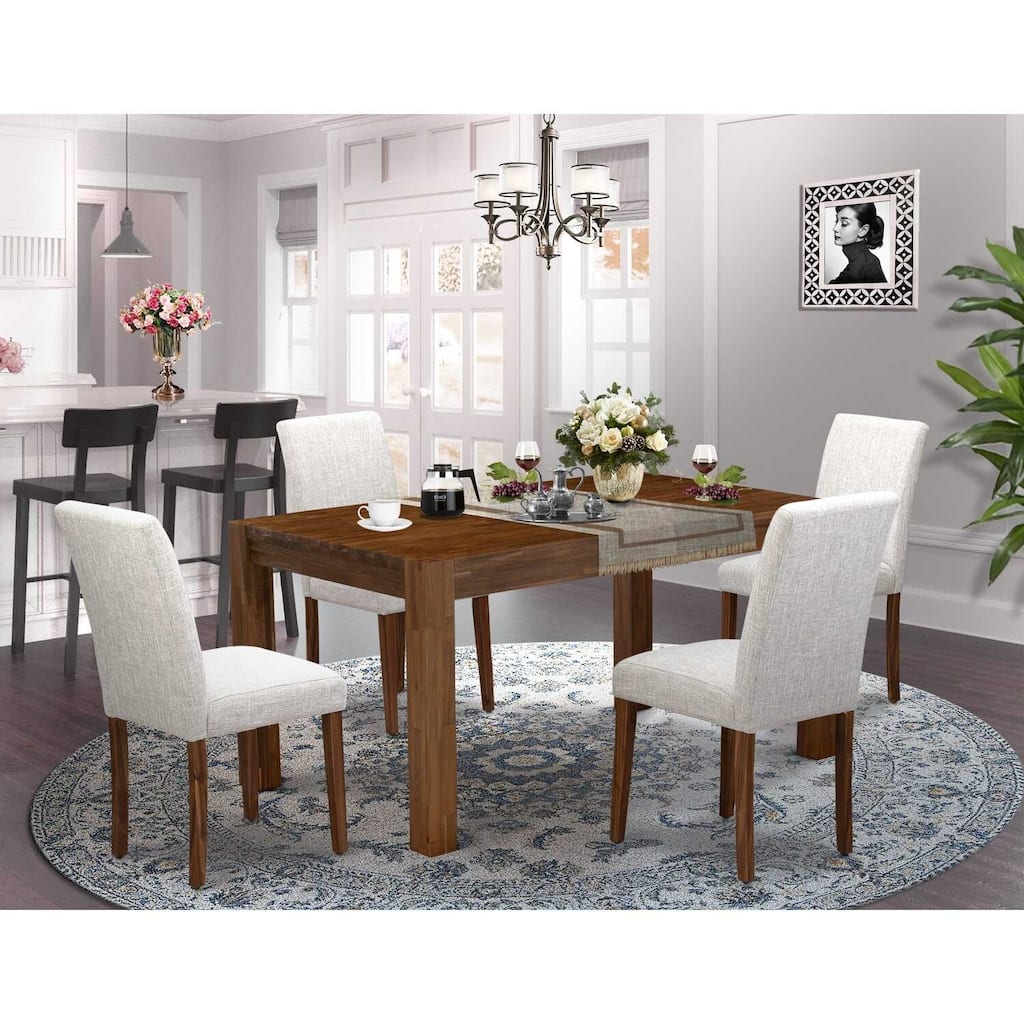 HomeStock 5-Pc Natural Brown Finish Solid Wood Top-Dining Room Set-Seats 4