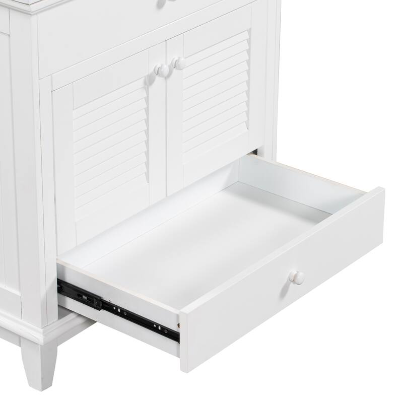 30" Bathroom Vanity with Sink, Bathroom Cabinet with Two Doors and One Drawer, White