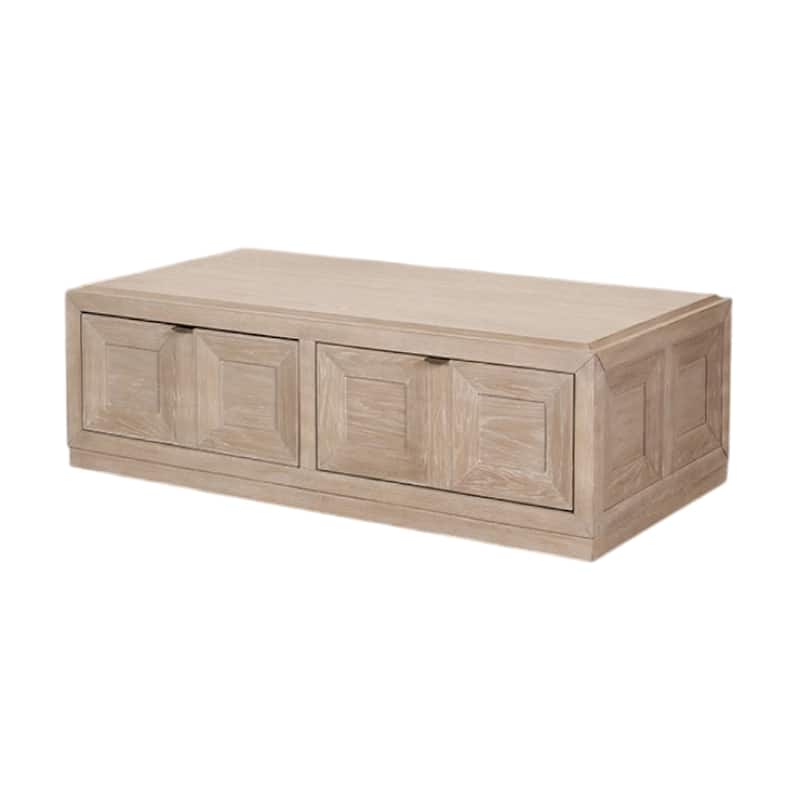 Kizie Coffee Table, 2 Drawers, Wheels, Tawny Brown Wood, 54 Inch