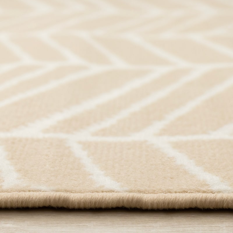 Florence Collection - Cream Beige Indoor Geometric Area Rug - 4'7" x 6'7"