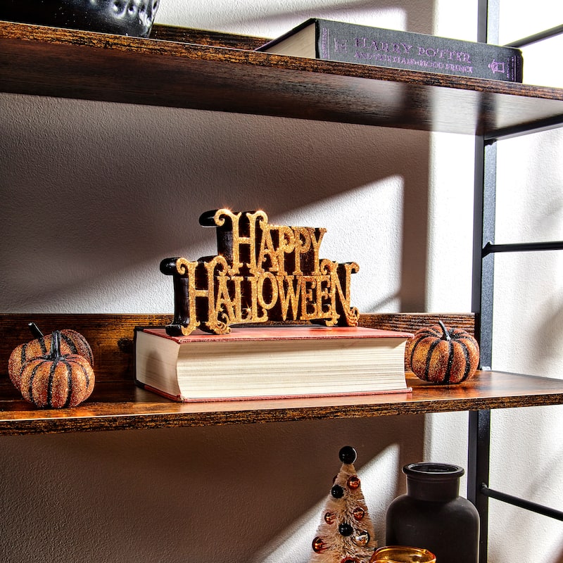 10" Glitter Resin "Happy Halloween"