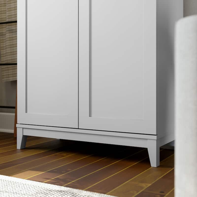 Prepac Yaletown 72" Tall Storage Cabinet with Wood Legs, Pantry Cabinet with 3 Adjustable Shelves - 32" W x 72" H x 16" D