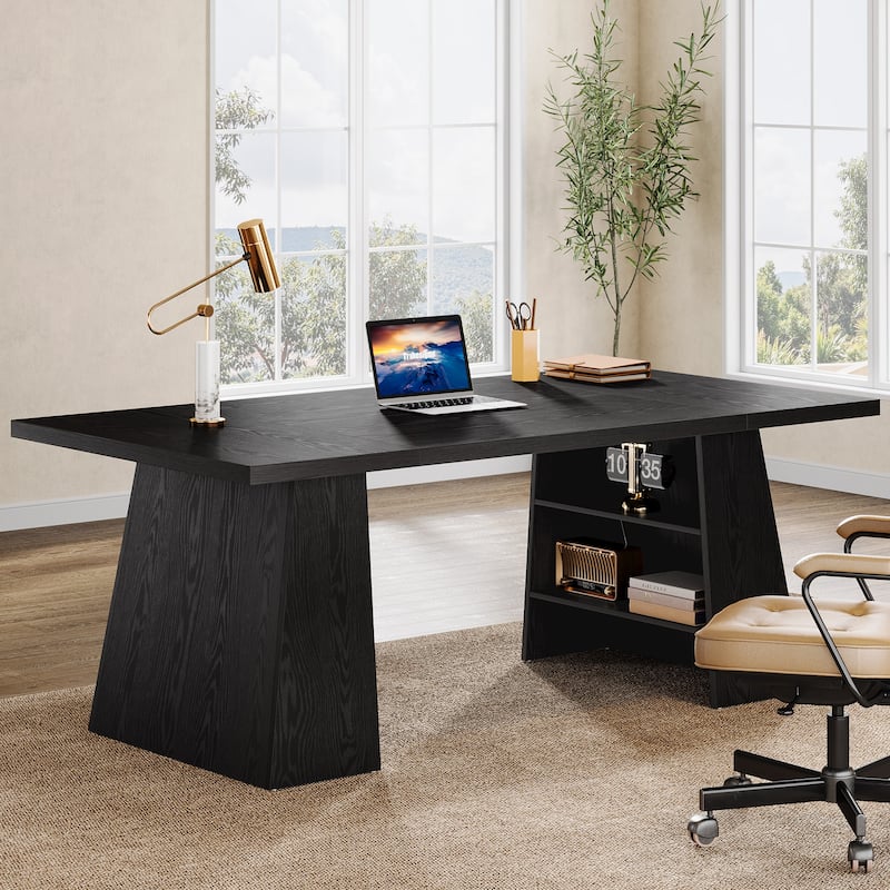 63 Inches Large Executive Office Desk Computer Conference Table - Black