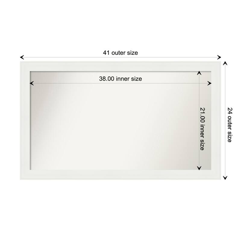 Vanity White Narrow Framed Non-Beveled Custom Wall Mirror, Bathroom Vanity Mirror - Outer Size: 41.5 x 24.5