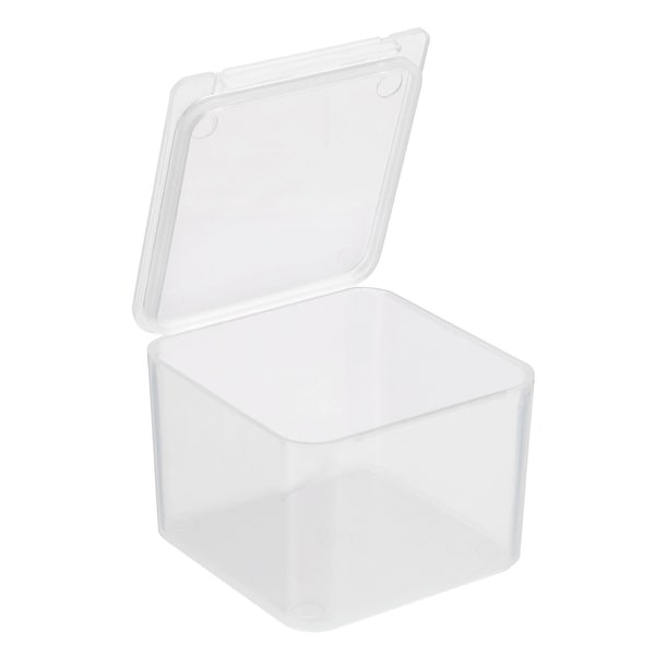 Unique Bargains 12pcs Clear Storage Container with Hinged Lid 40x28mm Plastic Square Craft Box