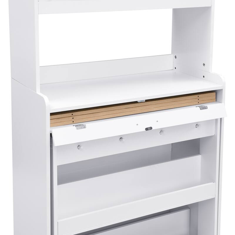 Pantry Cabinet with Hutch and Foldable Dining Table