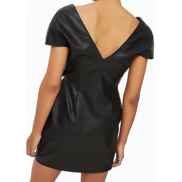 faux leather wrap dress